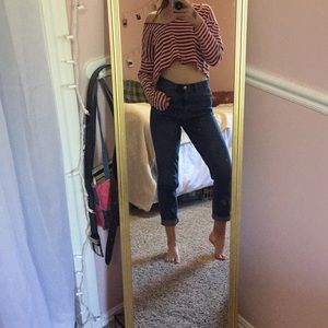 red and white stripped crop top